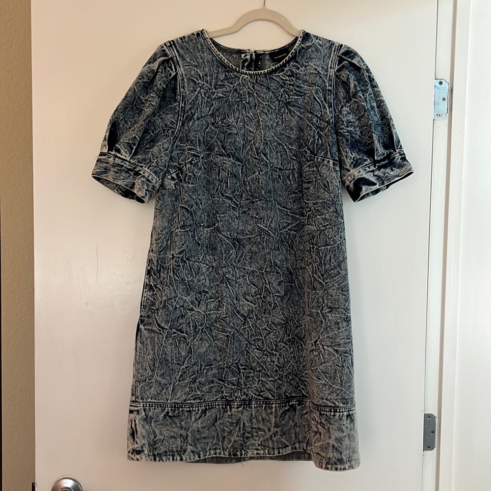 Who What Wear acid wash denim mini dress